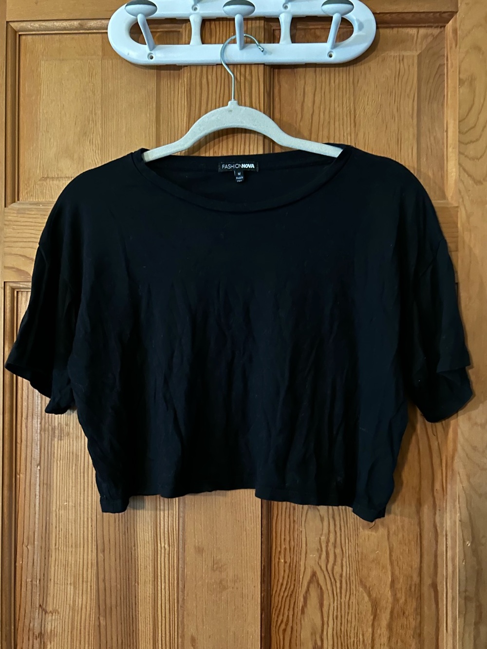 Fashion Nova Black Cropped Tee Top